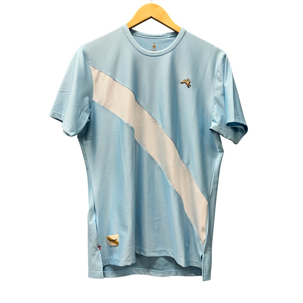 Tracksmith T-Shirt Mens Medium Van Cortlandt Blue Runner Mesh Activewear Tee